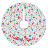 遊び心あふれるペンギン、トナカイ、雪だるまのデザイン ブラッシュドポリエステルツリースカート (正面)