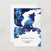 遊び心あふれるボヘミアンフォックスの誕生日 サンキューカード (正面/裏面)