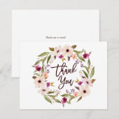 遊び心あふれるボヘミアンフラワーリース フラット サンキューカード (正面/裏面)