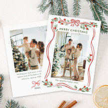 遊び心あふれるボホ 赤いクリスマス リボン 2枚の写真