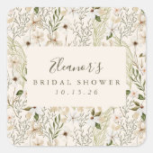 遊び心あふれるボーホーグリーンシャワー ブライダルシャワー スクエアシール (正面)