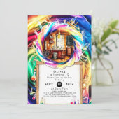 遊び心あふれるボーホーサイエンス バースデー 招待状 (スタンド正面)