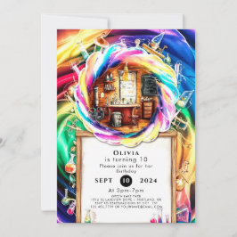 遊び心あふれるボーホーサイエンス バースデー 招待状