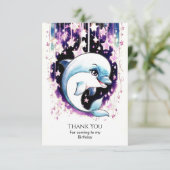 遊び心あふれるボーホー水彩イルカ誕生日 サンキューカード (スタンド正面)