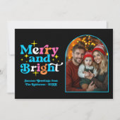 遊び心あふれるポップアートのモダンなクリスマス家族写真 シーズンカード (正面)