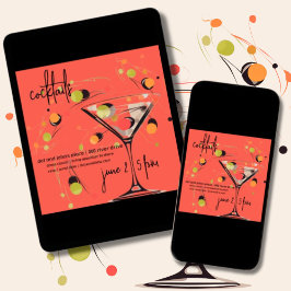 遊び心あふれるミッドセンチュリー モダンなカクテル アワーのお誘い 招待状