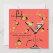 遊び心あふれるミッドセンチュリー モダンなカクテル アワーのお誘い 招待状 (正面)