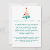 遊び心あふれるモダンなクリスマスツリーのホリデーシーズン 招待状 (正面)