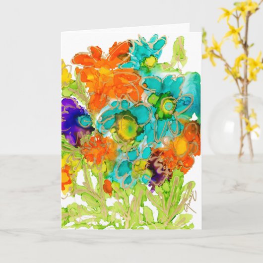 遊び心あふれるラブコメのブランクカード / アンネ・プライアによるラブティチュード カード (黄色い花)