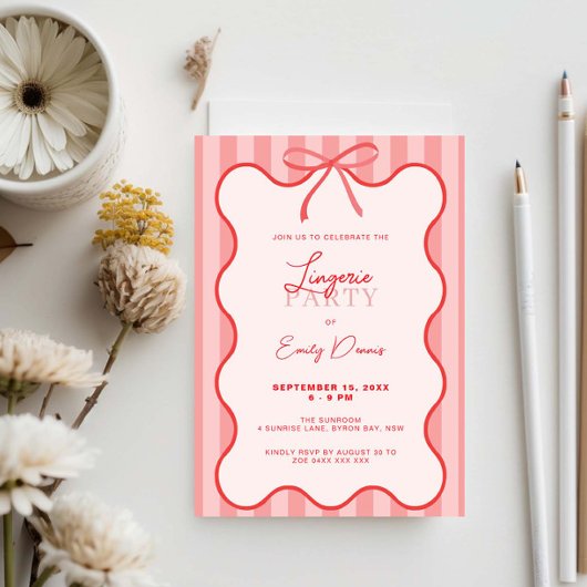 遊び心あふれるレトロなボーダー下着パーティー 招待状