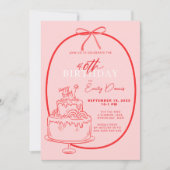 遊び心あふれるレトロなボーダー40歳の誕生日パーティー 招待状 (正面)