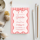 遊び心あふれるレトロな境界線の卒業パーティー 招待状