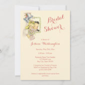 遊び心あふれるレトロな花嫁と花婿のブライダルシャワー 招待状 (裏面)