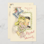 遊び心あふれるレトロな花嫁と花婿のブライダルシャワー 招待状 (正面/裏面)