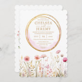 遊び心あふれるワイルドフラワーの水彩デザインウェディング (正面/裏面)