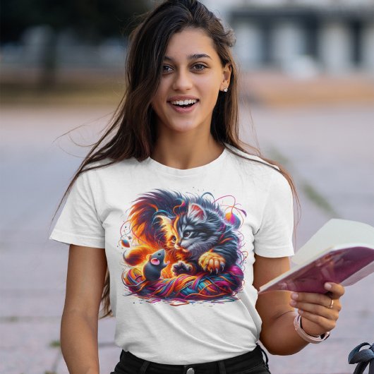 遊び心あふれる出会い:子猫とネズミ Tシャツ