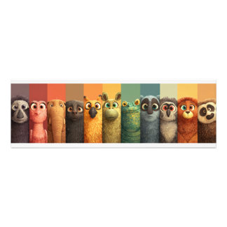 遊び心あふれる動物たちのラインナップポスター フォトプリント