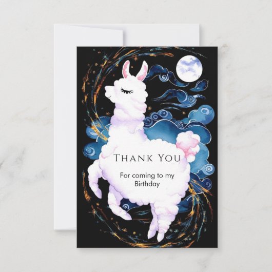 遊び心あふれる子供たち ラマの誕生日 サンキューカード (正面)