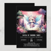 遊び心あふれる子供の妖精の誕生日 招待状 (正面/裏面)