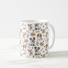 遊び心あふれる子犬のパレード コーヒーマグカップ