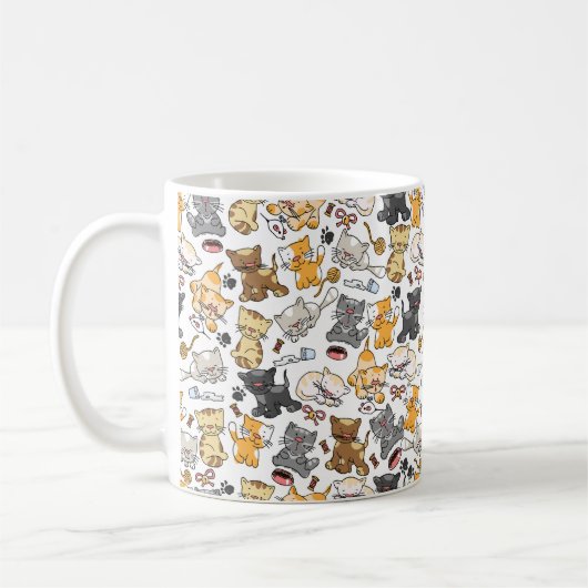 遊び心あふれる子猫たち コーヒーマグカップ (左)