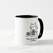 遊び心あふれる子猫の編み物 ラインアート コーヒーカップ (正面右)