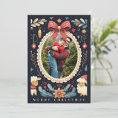 遊び心あふれる幾何学的な水彩画のホリデーフレーム シーズンカード (スタンド正面)