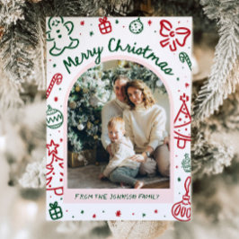 遊び心あふれる手描きのアーチの写真 メリークリスマス シーズンカード