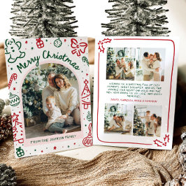 遊び心あふれる手描きのアーチの写真 メリークリスマス シーズンカード