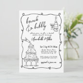 遊び心あふれる手描きのランチ　陽気なブライダルシャワー 招待状 (スタンド正面)