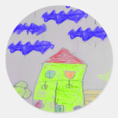遊び心あふれる手描きの落書き ラウンドシール (正面)