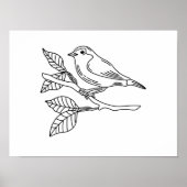 遊び心あふれる手描きの鳥のイラスト ポスター (正面)