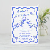 遊び心あふれる手描きコックテール・バチェロレッテ・パーティー 招待状 (スタンド正面)
