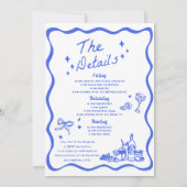 遊び心あふれる手描きコックテール・バチェロレッテ・パーティー 招待状 (裏面)