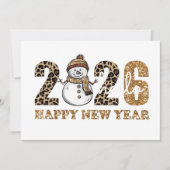 遊び心あふれる新年のデザイン - ヒョウ柄プリント シーズンカード (正面)