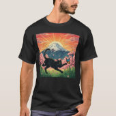 遊び心あふれる日本の桜の子猫 Tシャツ (正面)