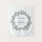 遊び心あふれる植物の花輪のウェディングフロアデカール タペストリー (正面)