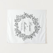 遊び心あふれる植物の花輪のウェディングフロアデカール タペストリー (正面(横))