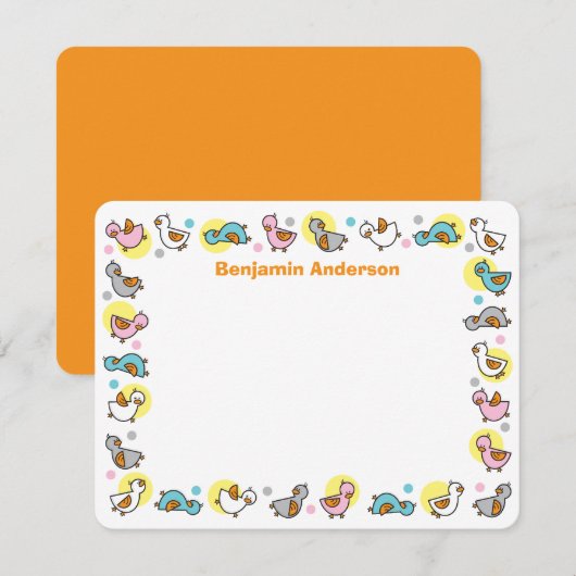 遊び心あふれる楽しいダッキーたち パステルカラーの赤ちゃんシャワー サンキューカード (正面/裏面)