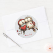 遊び心あふれる水彩ラブバードステッカー ラウンドシール (封筒)