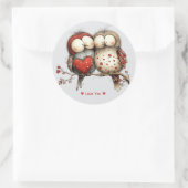 遊び心あふれる水彩ラブバードステッカー ラウンドシール (バッグ)