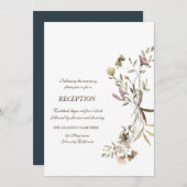 遊び心あふれる水彩画のワイルドフラワーの受付 招待状 (正面/裏面)