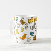 遊び心あふれる水玉とストライプの猫たち コーヒーマグカップ (正面左)
