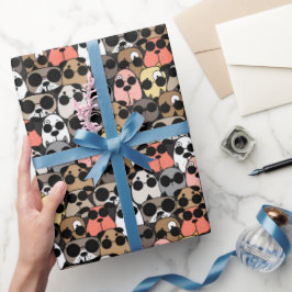 遊び心あふれる漫画の犬たち ラッピングペーパー