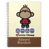 遊び心あふれる漫画の電気猿カスタムネーム ノートブック (正面)