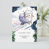 遊び心あふれる牧場の羊の誕生日 サンキューカード (スタンド正面)