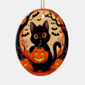 🌕🎃 遊び心あふれる猫とカボチャのハロウィーン 🌕✨🐾 セラミックオーナメント (右)