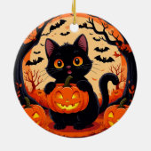 🌕🎃 遊び心あふれる猫とカボチャのハロウィーン 🌕✨🐾 セラミックオーナメント (裏面)