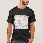 遊び心あふれる猫のパターン Tシャツ (正面)