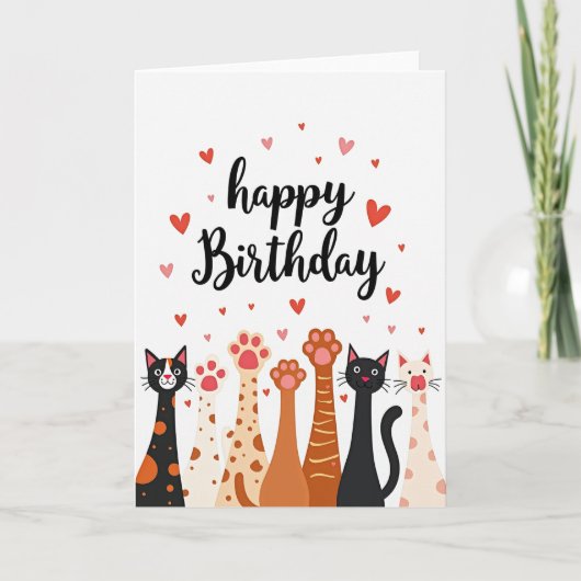 遊び心あふれる猫の誕生日アートカード カード (正面)